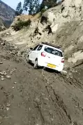 Landslide Triggers Car Fire on Manikaran-Barshaini Road in Himachal Pradesh