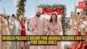 Mehreen Pirzada's Dreamy Pink Anarkali for Anand Karaj with Arsh Aulakh
