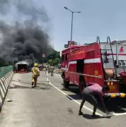 Trichy Waste Truck Catches Fire, Completely Charred Near Srirangam Bridge