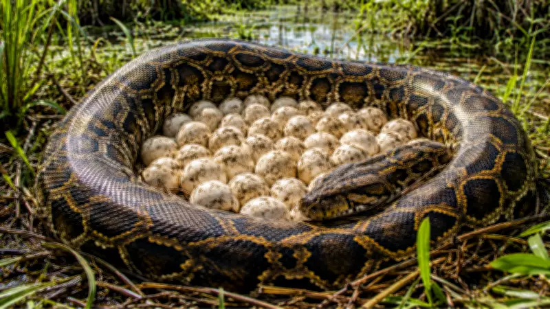 120 Burmese Python Eggs Found in Two Nests in Florida Everglades