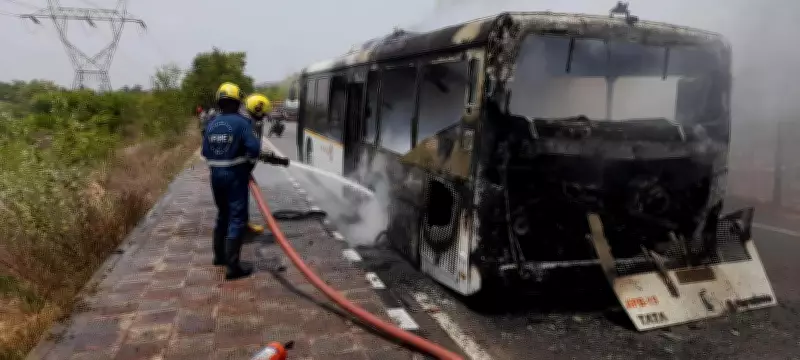 Air India bus catches fire on Hyderabad ORR, no casualties reported
