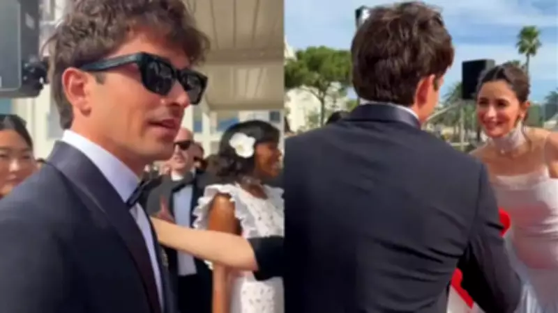 Alia Bhatt Stuns in Powder Blue Gown at Cannes, Interacts with F1 Star Charles Leclerc