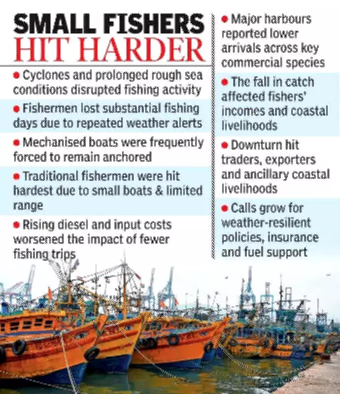 Andhra Pradesh Marine Fish Landings Drop 13% in 2025 to 1.52 Lakh Tonnes