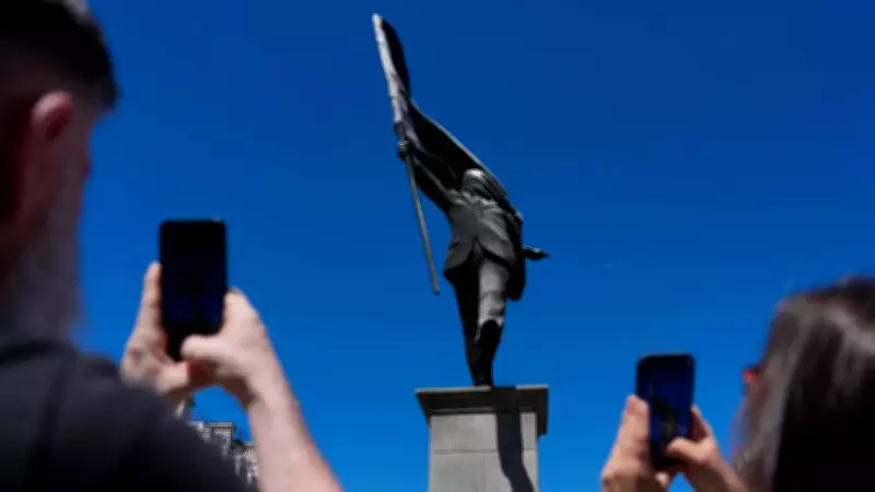 Banksy Unveils New Flag-Blindfolded Leader Statue in Central London