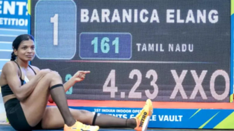 Baranica Elangovan breaks own pole vault national record with 4.23m in Bhubaneswar
