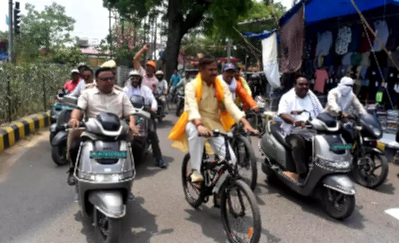 BJP Leaders in Prayagraj Use Bicycles, Motorcycles to Promote Green Commute