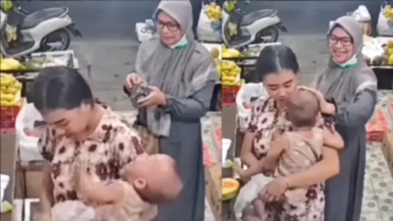 CCTV Captures Toddler's Disturbing Interaction at Fruit Shop