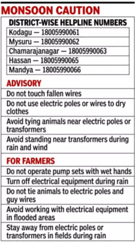CESC Urges Electrical Safety Precautions During Monsoon in Mysuru Region