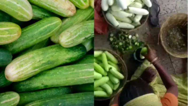 Cucumber Safety Alert: Women Caught Dipping Cucumbers in Green Chemical at Railway Station