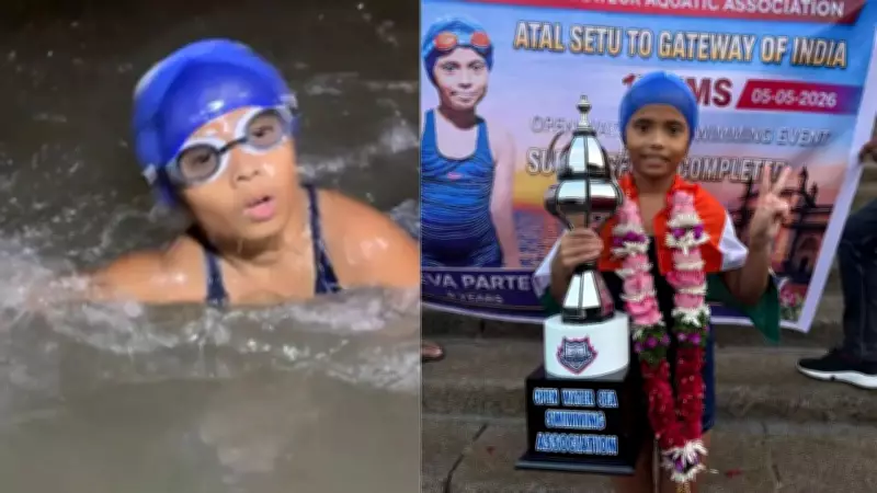 Eight-Year-Old Eva Sanvi Dinesh Parte Completes 17-km Open Sea Swim in Thane