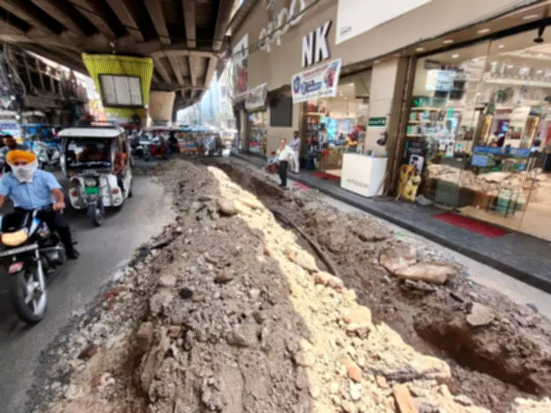 Excavated Stretch at Ludhiana's Mata Rani Chowk Causes Traffic Chaos