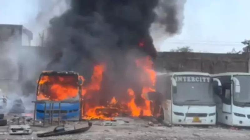 Five Buses Gutted in Major Fire at Indore Parking Yard, Explosions Heard