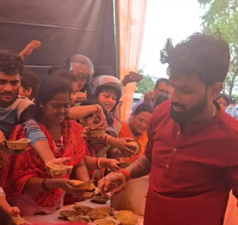Free Food Distribution Near IT College Draws Large Crowd