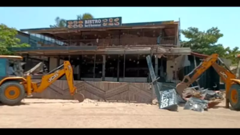 Goa Tourism Dept Demolishes 11 Illegal Structures on Baga Beach