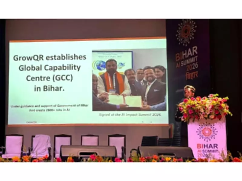 GrowQR Founder Bibin Babu Keynote at Bihar AI Summit 2026, Announces GCC
