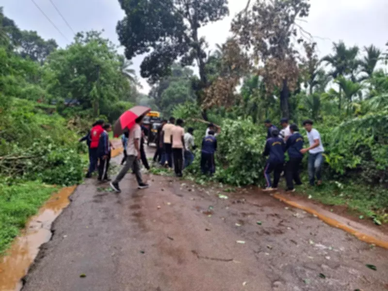 Heavy Rain Disrupts Normal Life in Kodagu, NCC Cadets Clear Fallen Tree
