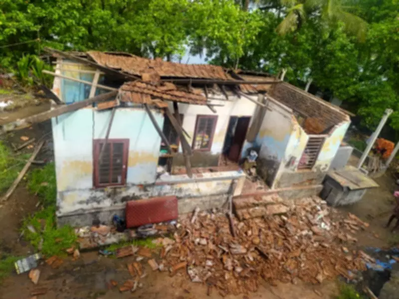 House Collapses Due to Strong Winds in Kochi, Family Escapes Unhurt