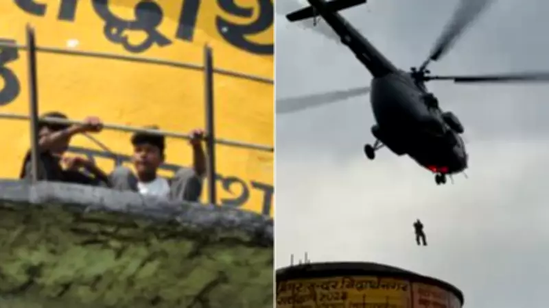 IAF rescues two children stranded atop water tank in Gorakhpur after reel attempt goes wrong