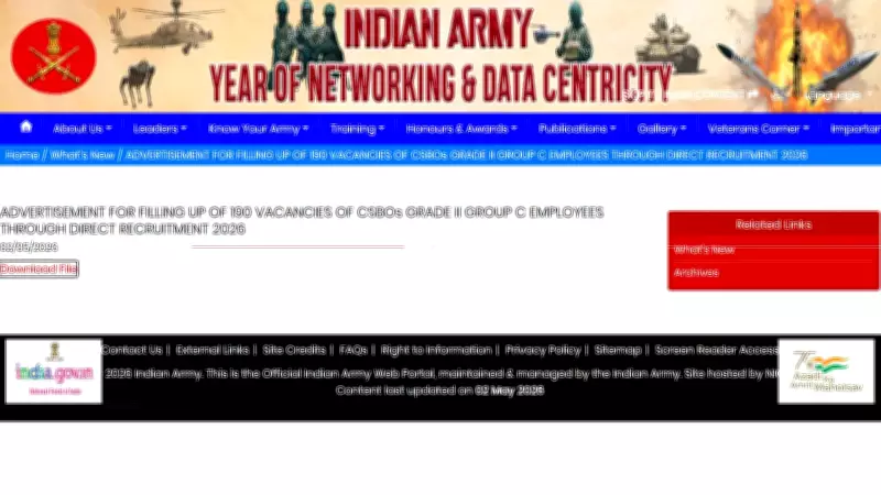 Indian Army CSBO Grade-II Recruitment 2026: 190 Vacancies, Apply by May 31