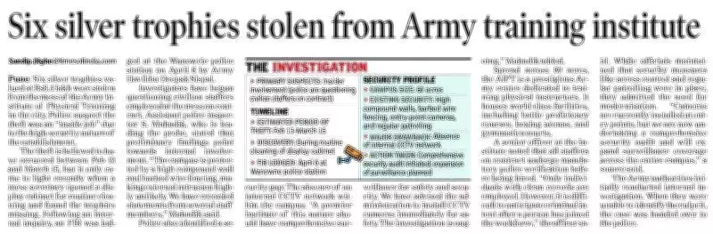 Indian Army Probes Theft of Six Trophies from Pune Training Institute