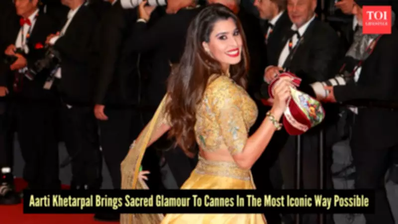 Indian Influencer Aarti Khetarpal Wears Krishna-Themed Lehenga at Cannes 2026