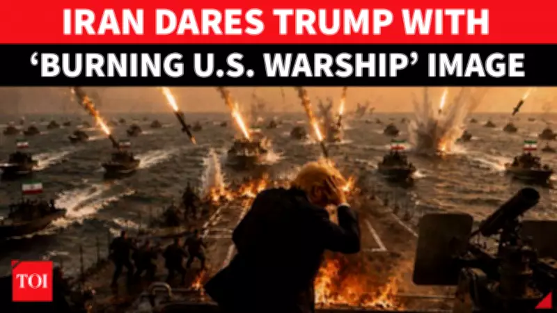 Iran Retaliates With AI Image of Burning US Warship Amid Gulf Crisis