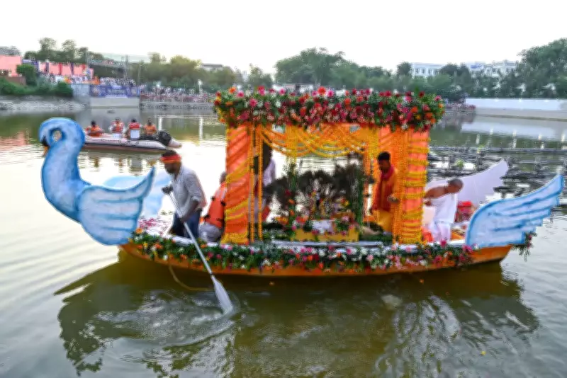 Iskcon Patna Hosts First Boat Festival with Grand Floral Decor