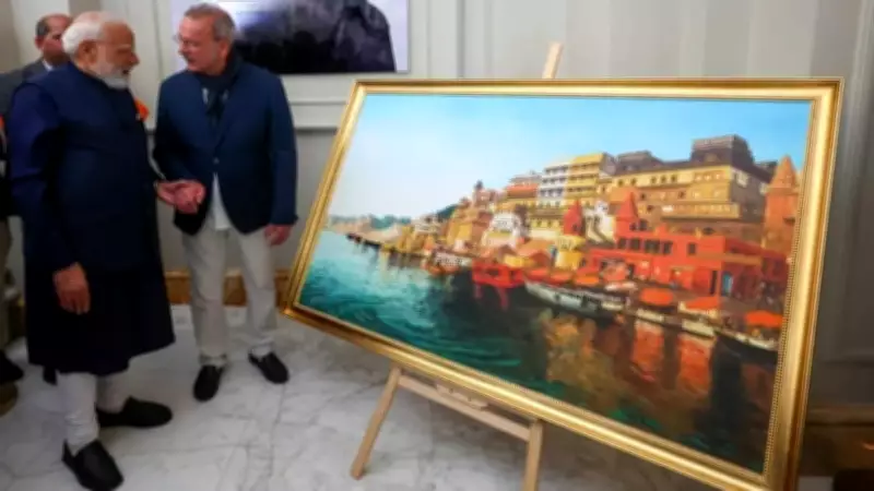 Italian Painter Gifts PM Modi Stunning 'Holy Varanasi' Artwork in Rome