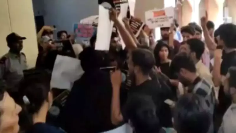 Jamia students protest VC over RSS-linked event, raise slogans at hostel function