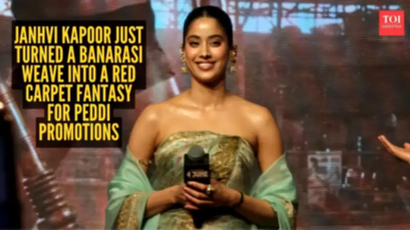 Janhvi Kapoor Stuns in Banarasi Gown for Peddi Promotions