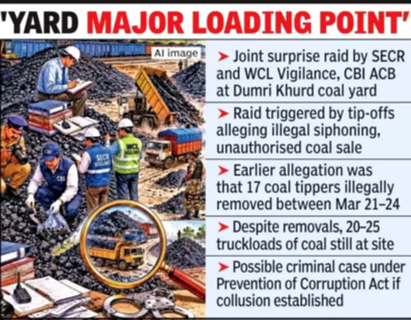 Joint Raid Uncovers 1,400 Tonnes Excess Coal at Nagpur Yard
