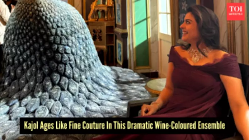 Kajol Stuns in Wine-Coloured Gown, Blends Old-World Elegance with Modern Drama