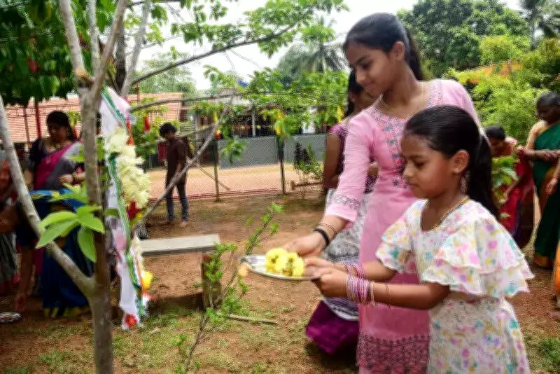 Karnataka School Holds Vana Puja for 140 Medicinal Plants in Herbal Garden