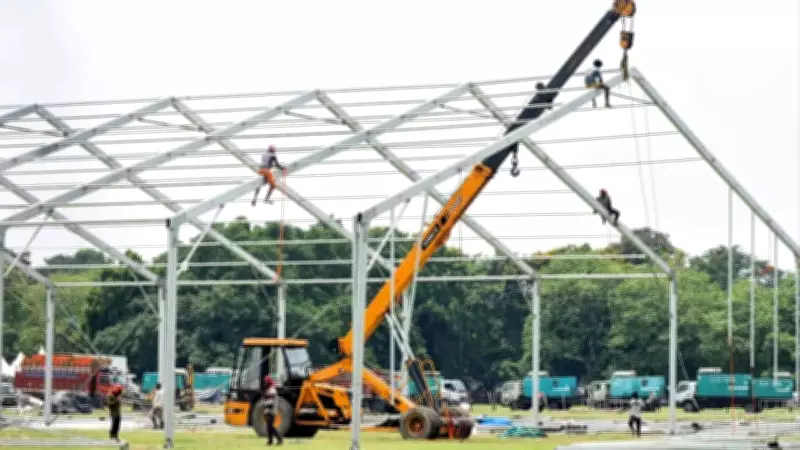 Kolkata Prepares for BJP Oath Ceremony with Massive Rain-Proof Hangar