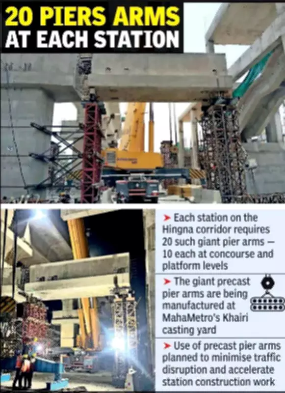 MahaMetro Transports 120-Tonne Precast Pier Arms for Nagpur Station