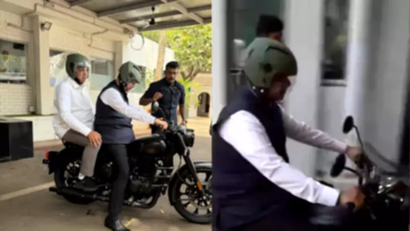 Maharashtra CM Fadnavis Rides Motorcycle to Vidhan Bhavan to Save Fuel