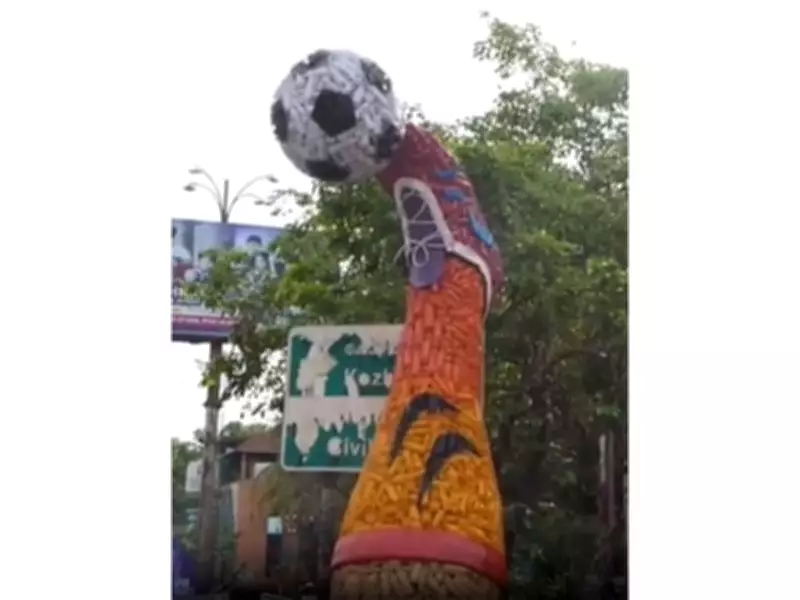Malappuram Welcomes FIFA World Cup with Giant Football Sculpture Made of Plastic Bottles