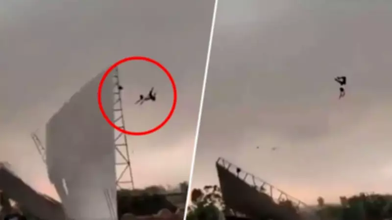 Man Holding Tin Shed Swept into Air During Storm in Bareilly, Survives