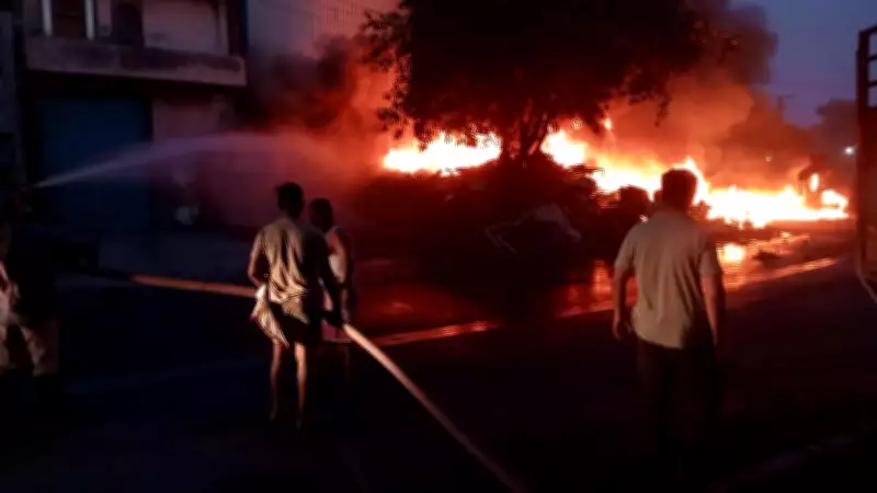 Massive Fire at Ludhiana Scrap Market Destroys Truck and Crane