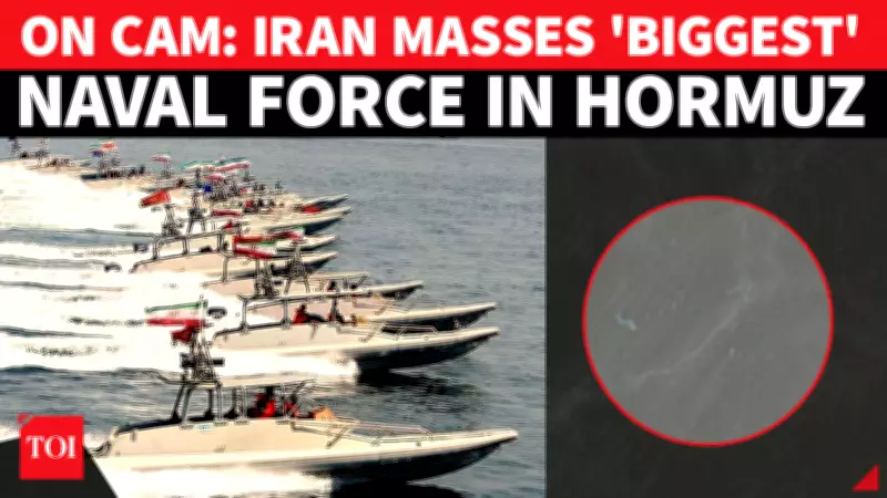 Massive IRGC Naval Swarm Spotted Near US Warships in Strait of Hormuz
