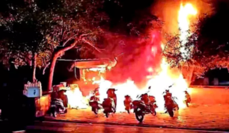 Nine Two-Wheelers Gutted in Fire After LPG Cylinder Blast in Ahmedabad