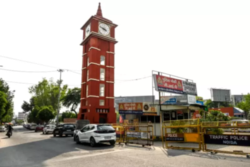 Noida’s Second Clock Tower Inaugurated Quietly Near GIP Mall, View Obstructed by Police Post