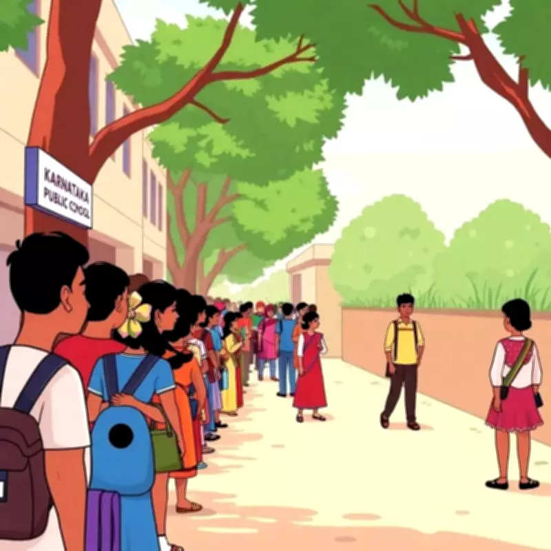 Parents Queue Overnight for Admission Forms at Karnataka Public School in KR Pet