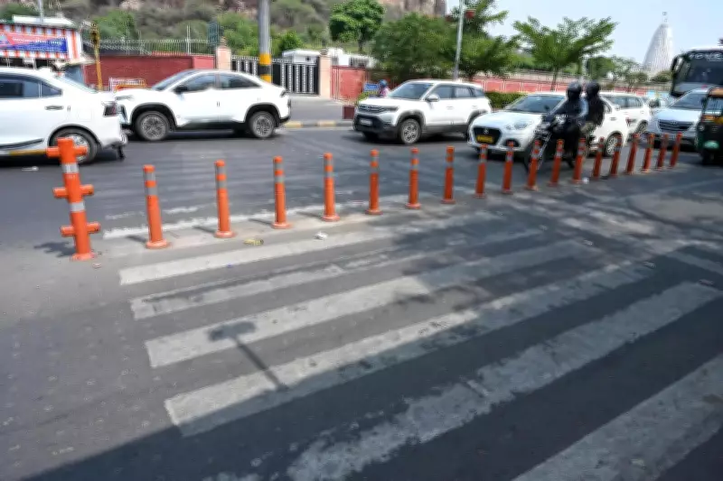 Pedestrian Safety Fails at Jaipur Intersections Due to Barricades