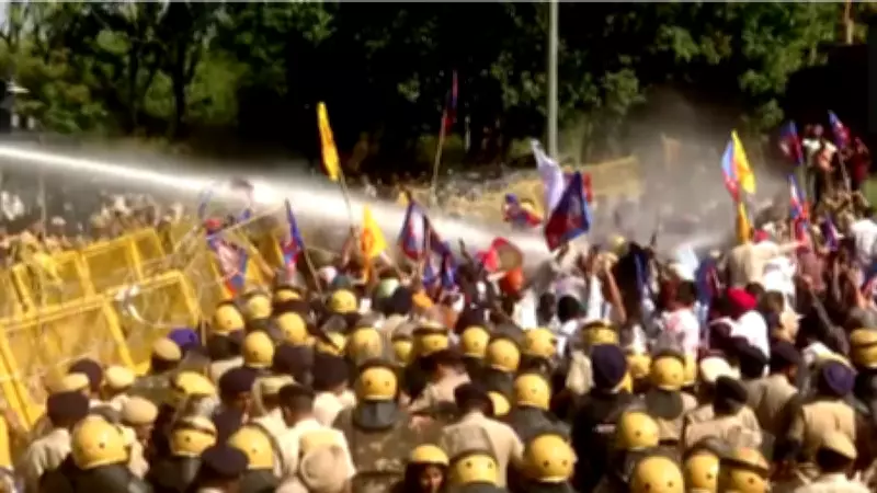 Punjab Police Use Water Cannons to Disperse Government Employees' March