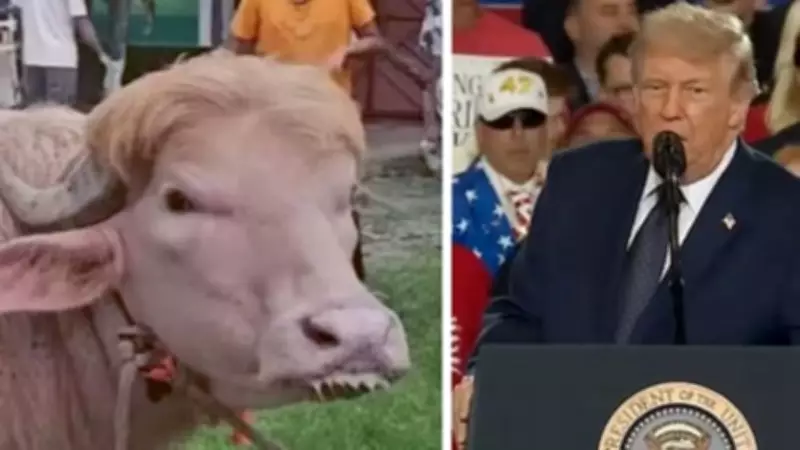 Rare Albino Buffalo Resembling Donald Trump Goes Viral in Bangladesh