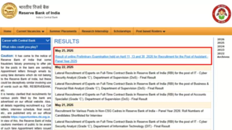 RBI Assistant Prelims Result 2026 Declared at rbi.org.in, Mains on June 7