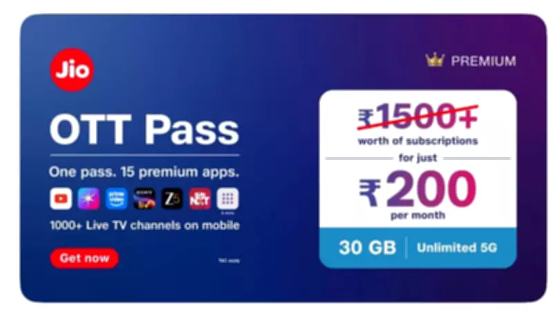 Reliance Jio Launches Rs 200 OTT Pass with 15 Apps and 1,000+ TV Channels