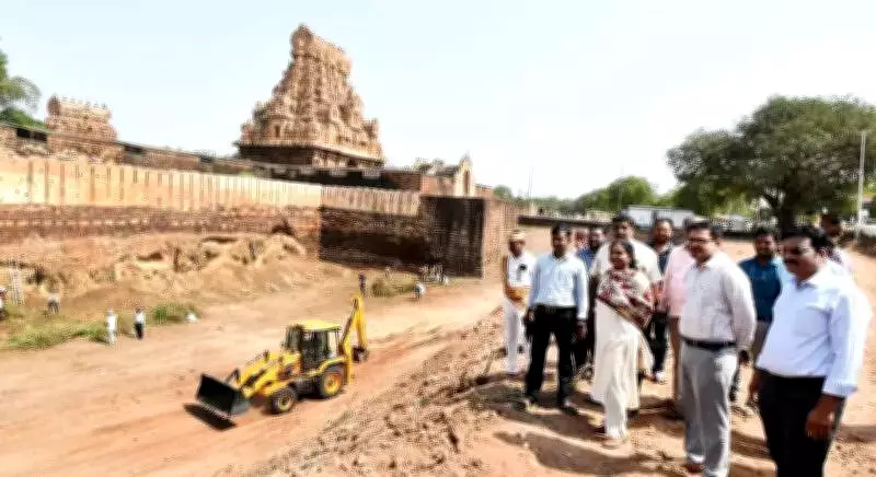 Restoration of Ancient Moats Around Thanjavur Big Temple Nears Completion