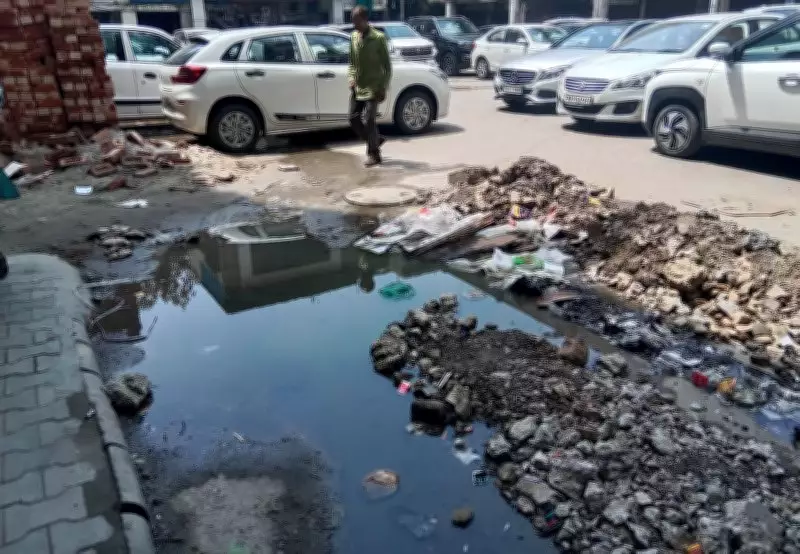 Sewer Repair Delay at Ludhiana Parking Irks Commuters and Traders